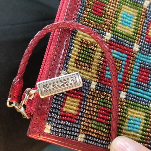 Brighton Beaded, Red Leather, Crossbody Mini-Bag - Picture 5 of 17